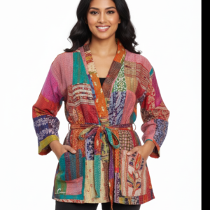 Kimono Patchwork de Seda Indiana – Edição Artesanal